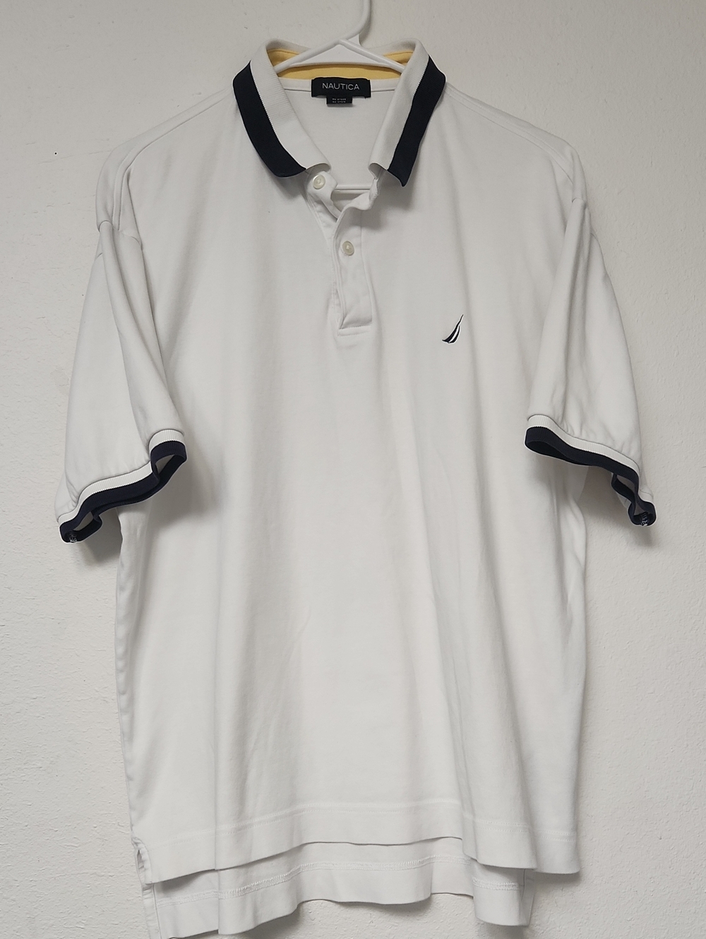 Nautica White Polo with Navy Trim and Sail Logo